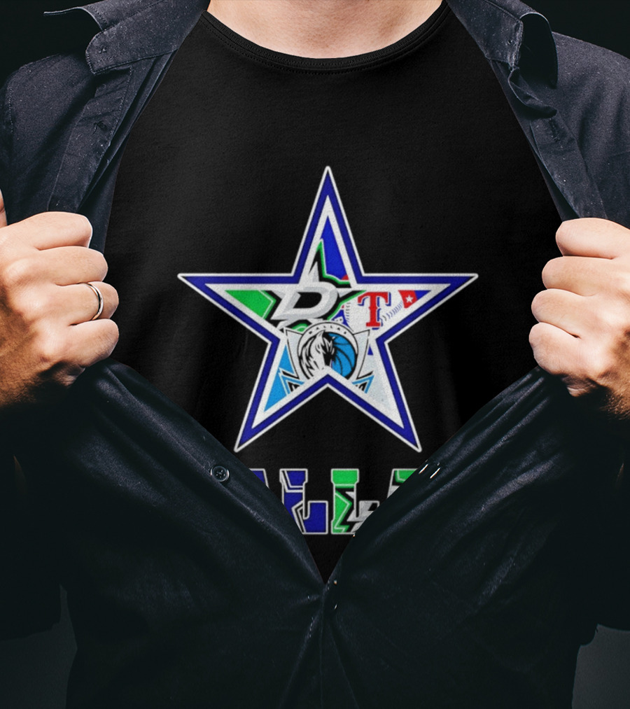 Dallas Cowboys Mavericks Stars Rangers Sports Team Star Mashup T-Shirt