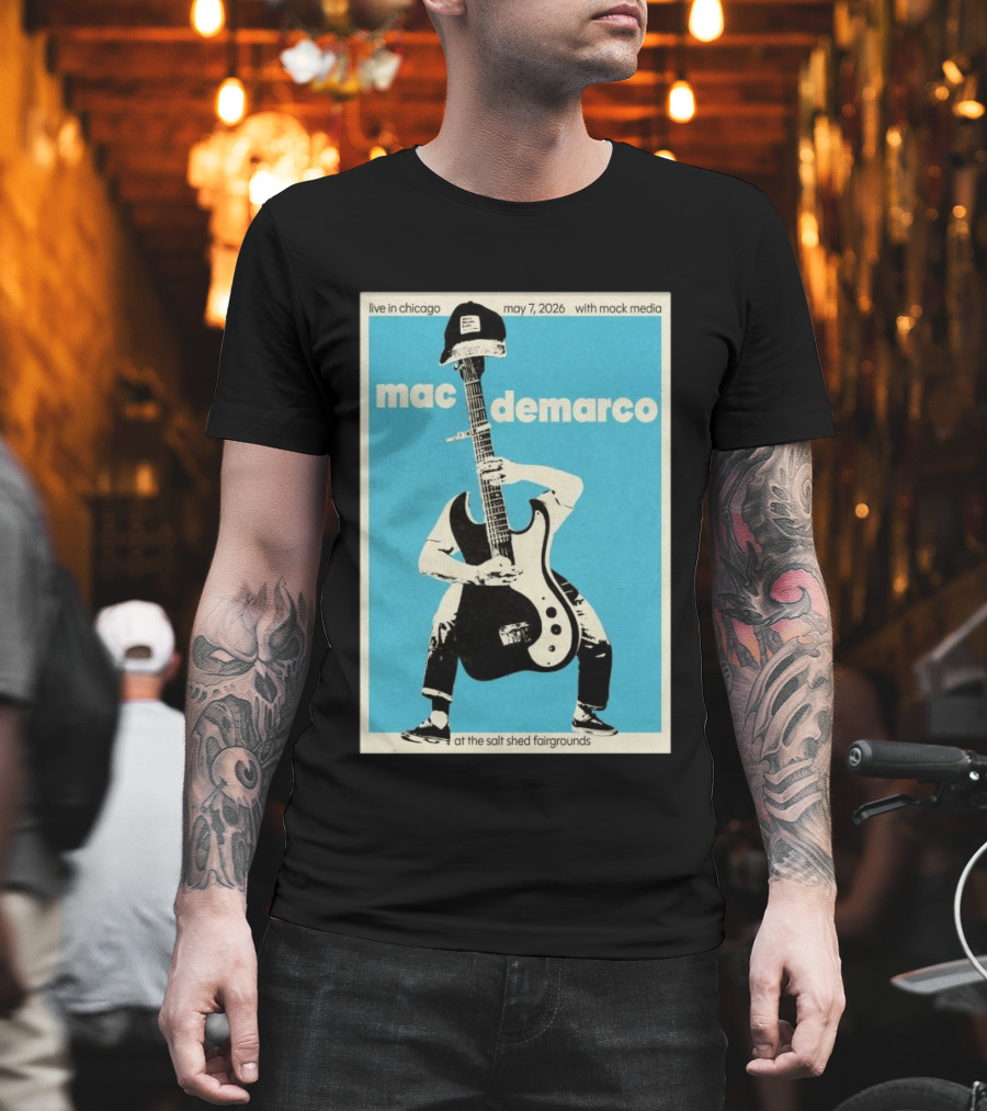 Mac Demarco Live In Chicago May 7 2026 At The Salt Shed Fairgrounds With Mock Media T-Shirt