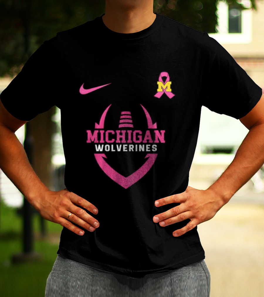 Michigan Wolverines Pink Out Real Fans Wear Pink Nike M T-Shirt