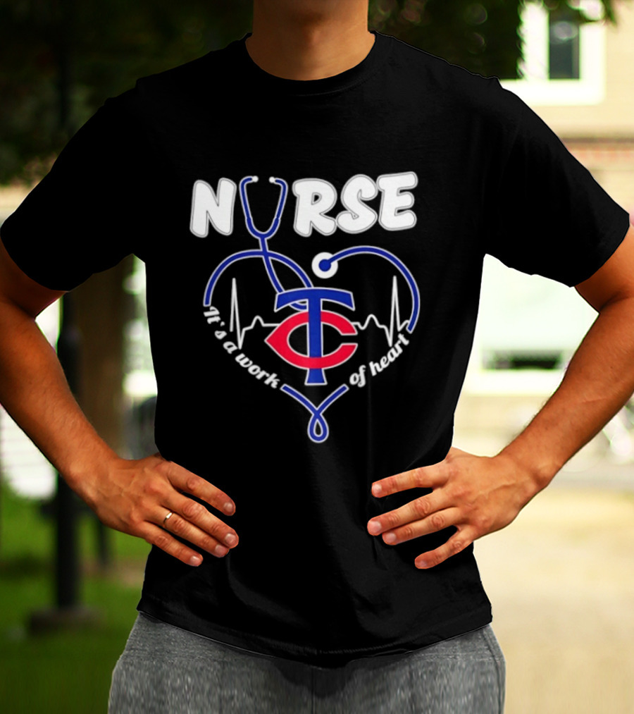 Minnesota Twins Stethoscope Nurse It's A Work Of Heart T-Shirt