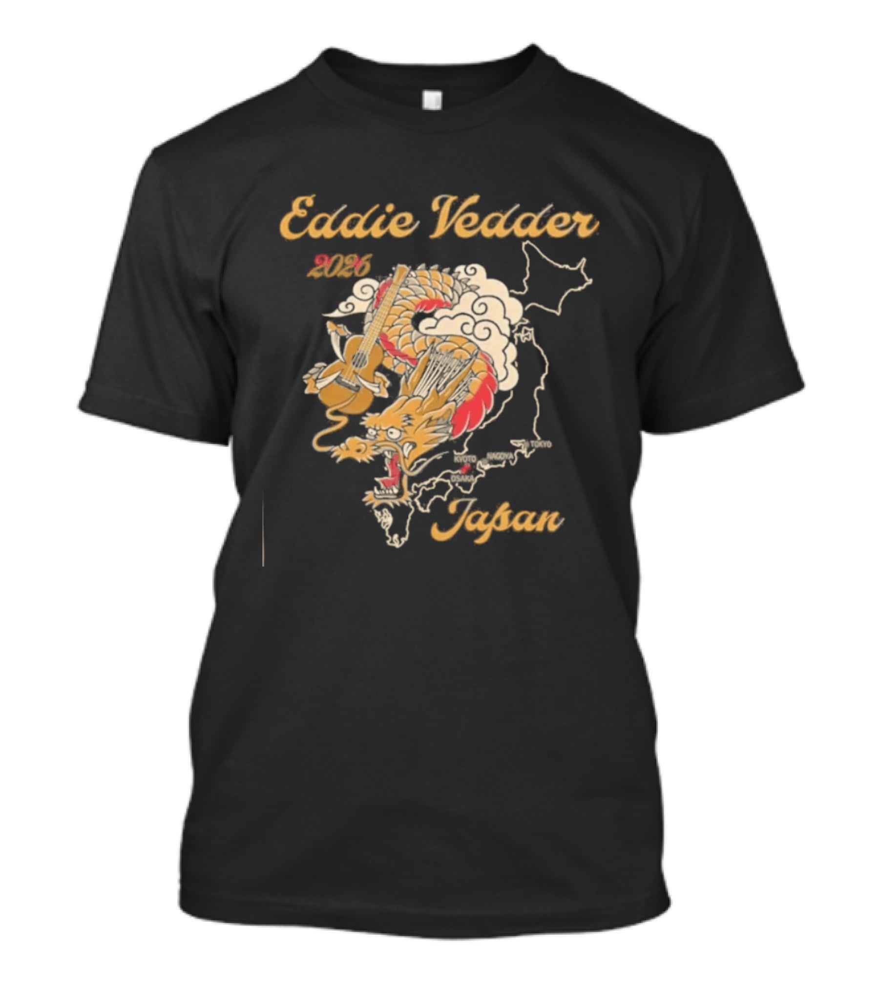 Eddie Vedder 2026 Japan Dragon Guitar Map T-Shirt