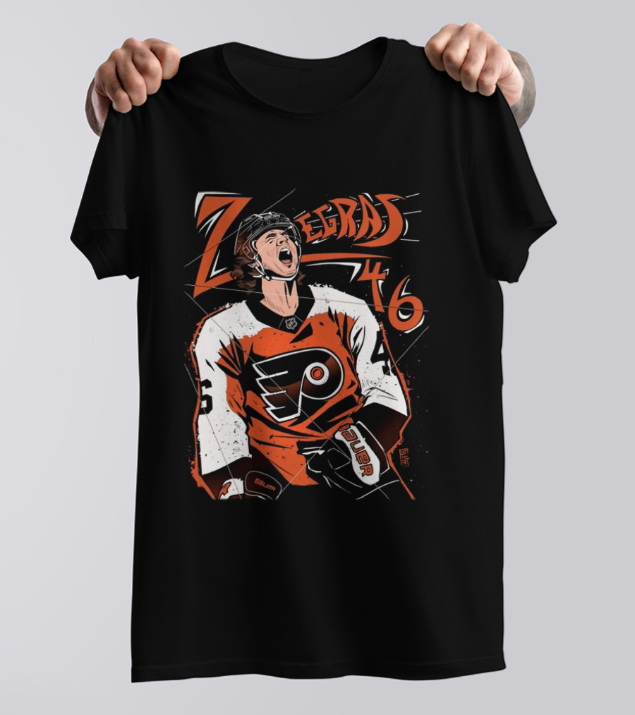 Zegras 46 Philadelphia Flyers Hockey Bauer Sports T-Shirt