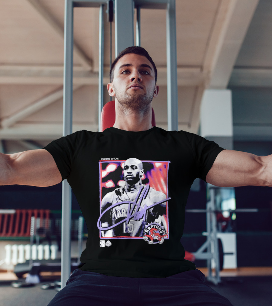 Vince Carter Number 15 Toronto Raptors NBA Hardwood Classics Freeze Frame T-Shirt