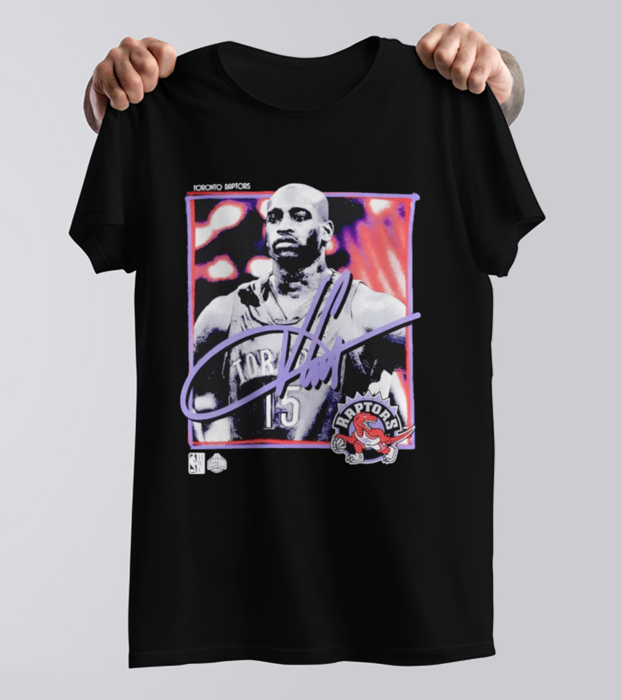 Vince Carter Number 15 Toronto Raptors NBA Hardwood Classics Freeze Frame T-Shirt