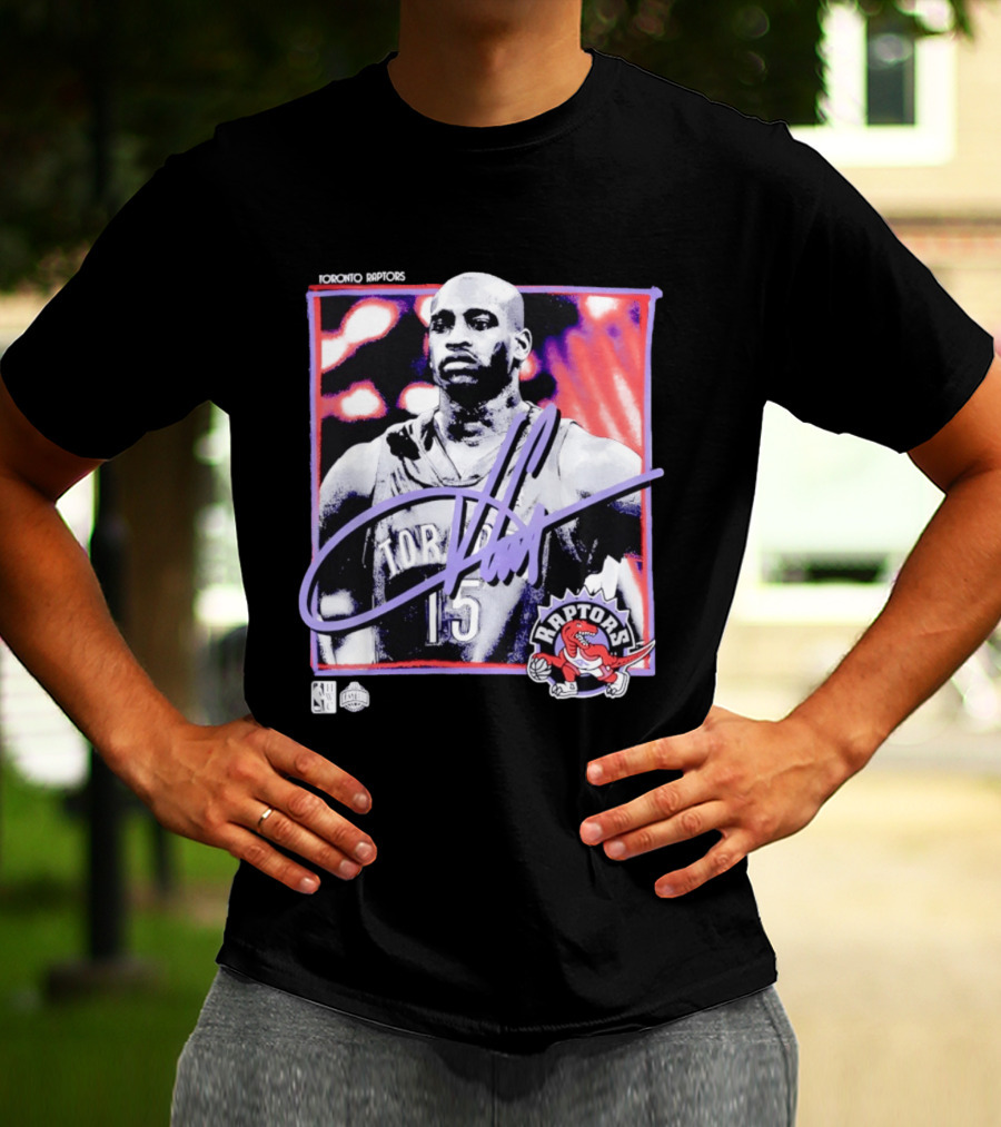 Vince Carter Number 15 Toronto Raptors NBA Hardwood Classics Freeze Frame T-Shirt