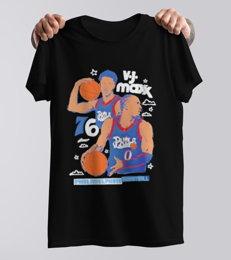 Vj Maxx Philadelphia 76ers Basketball Cartoon Nba 2026 T-Shirt