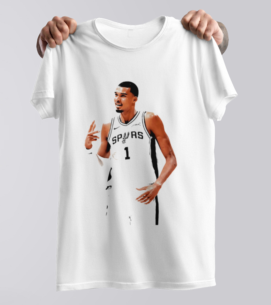 Victor Wembanyama Spurs Number 1 Rock Hand Gesture T-Shirt