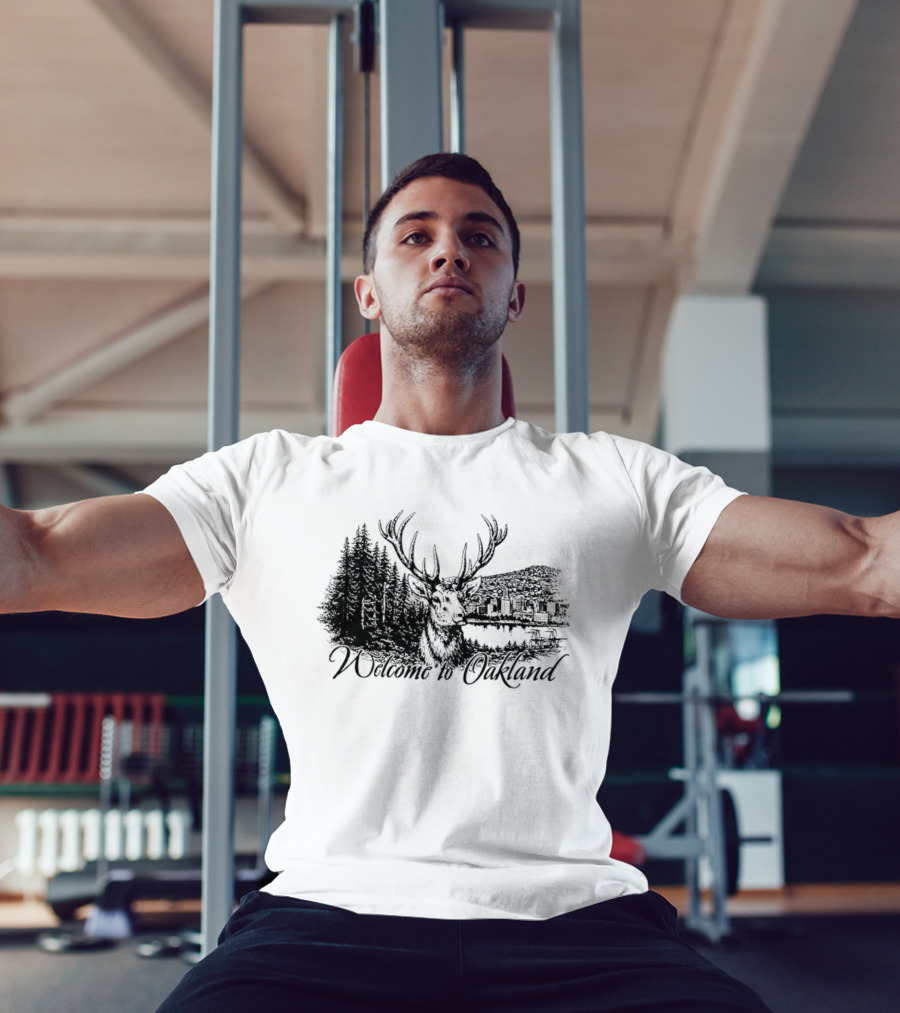 Welcome To Oakland Deer And Forest Scene T-Shirt