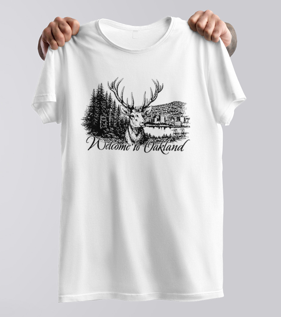 Welcome To Oakland Deer And Forest Scene T-Shirt