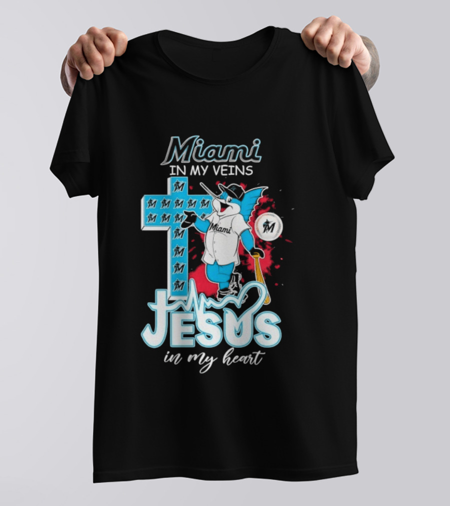 Miami Marlins Billy The Marlin Jesus In My Heart T-Shirt