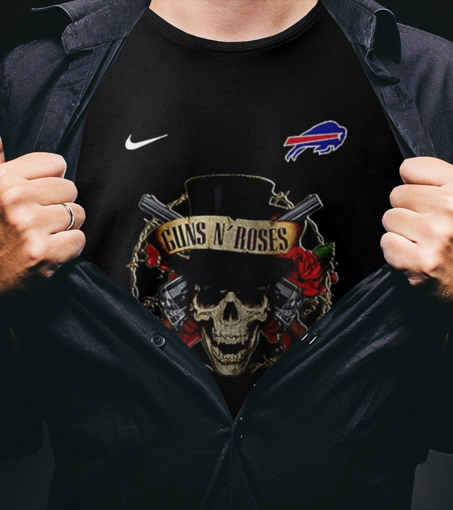 Buffalo Bills Guns N' Roses Skull Top Hat NFL Nike T-Shirt