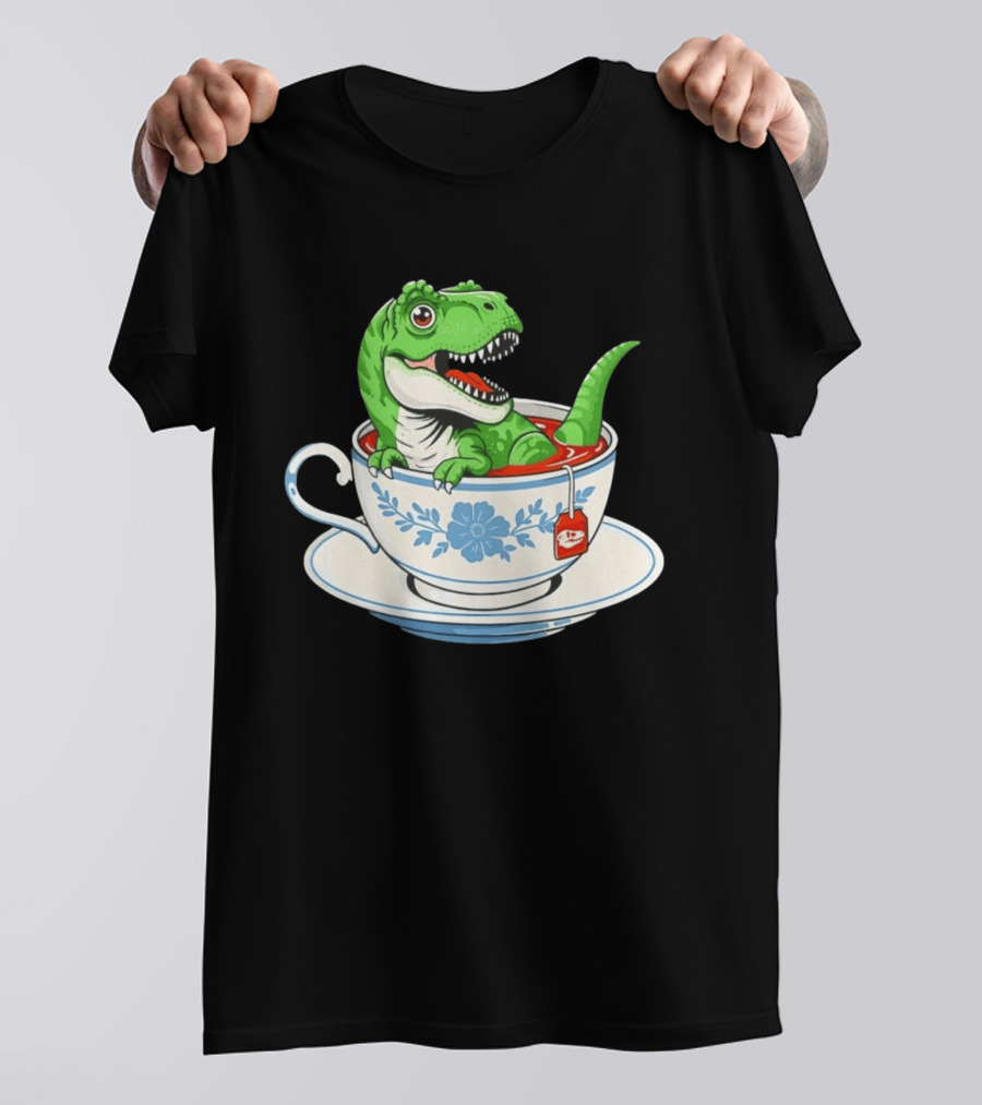 Tea Rex Dinosaur In Teacup With Tea Bag T-Shirt