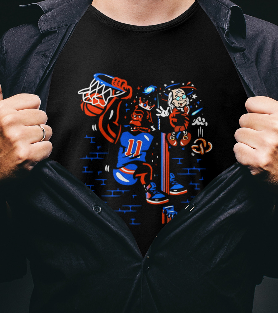 New York Knicks Basketball Number 11 Dunking Action T-Shirt