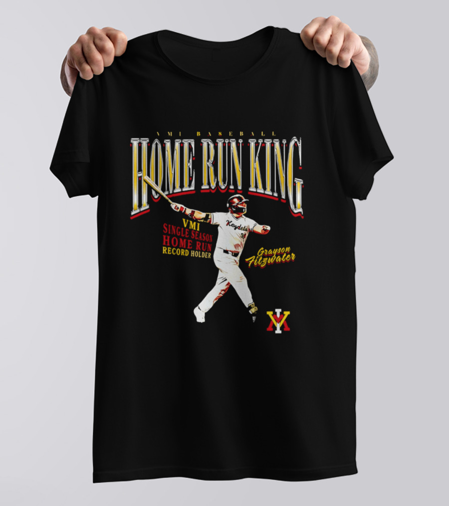 VMI Baseball Home Run King Grayson Fitzwater Single Season Record Holder T-Shirt