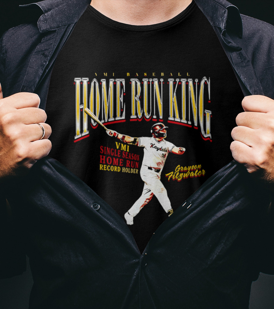 VMI Baseball Home Run King Grayson Fitzwater Single Season Record Holder T-Shirt