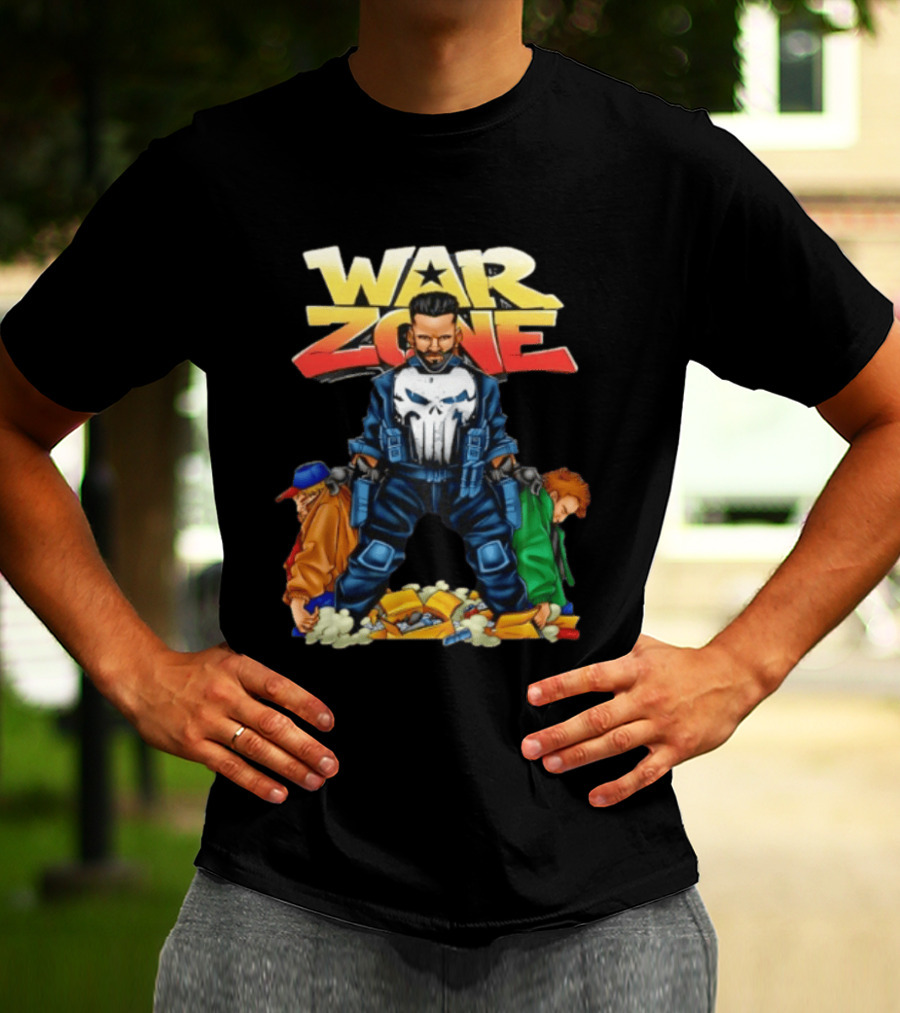 War Zone Original Cartoon Character With Two Enemies T-Shirt