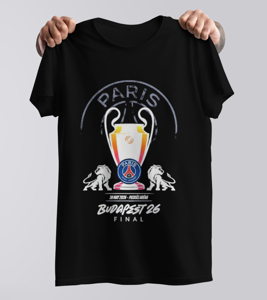PSG Paris Saint Germain Budapest 2026 UCL Final Trophy T-Shirt