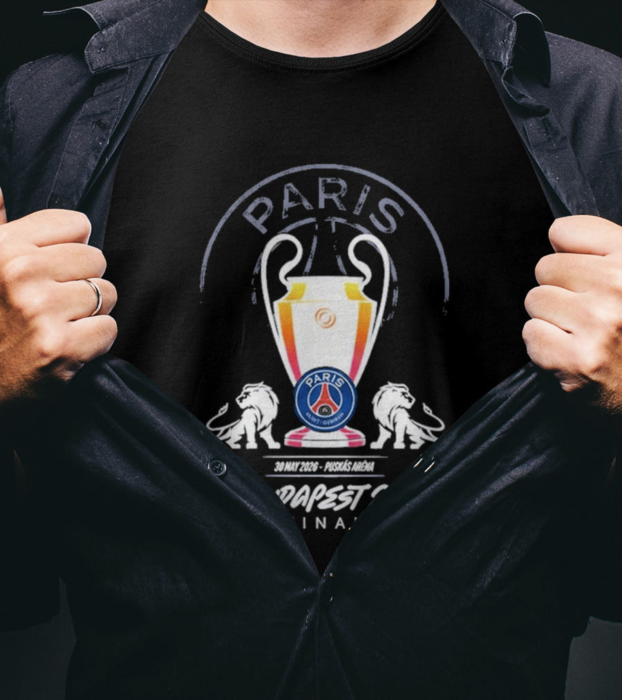 PSG Paris Saint Germain Budapest 2026 UCL Final Trophy T-Shirt