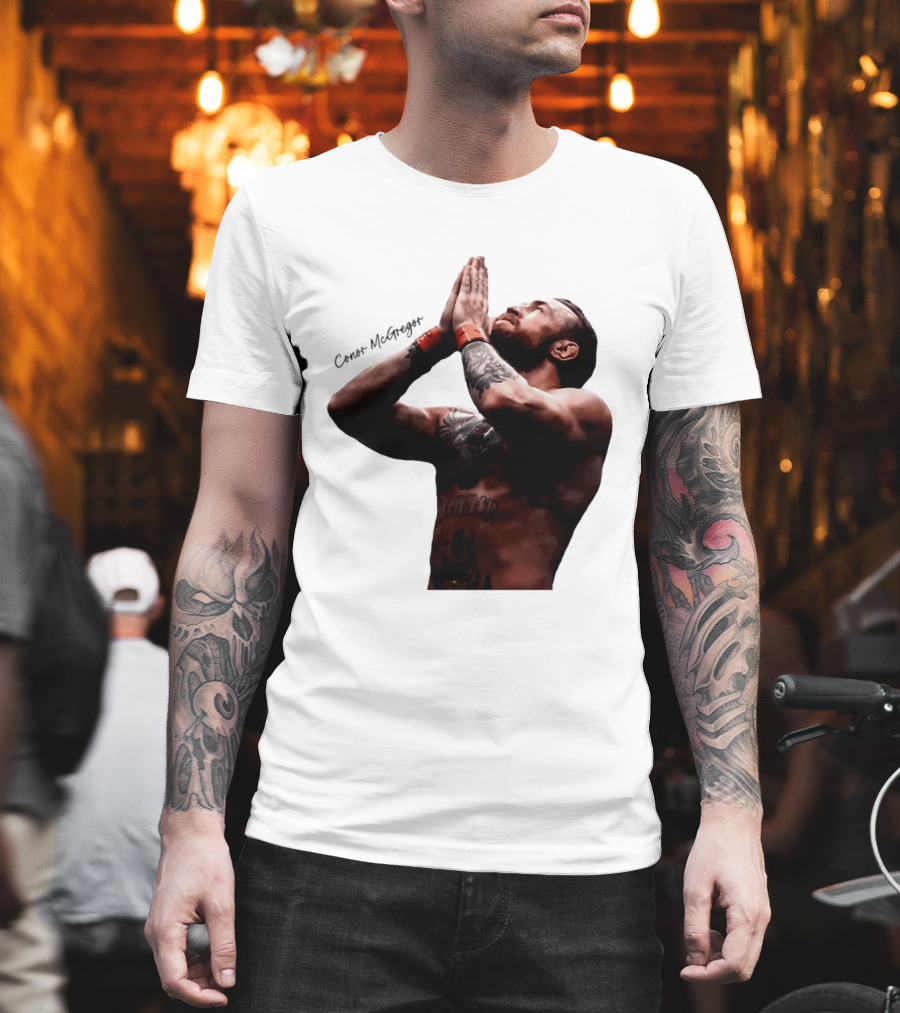 Conor McGregor Returning Pray Pose Tattooed MMA Fighter T-Shirt