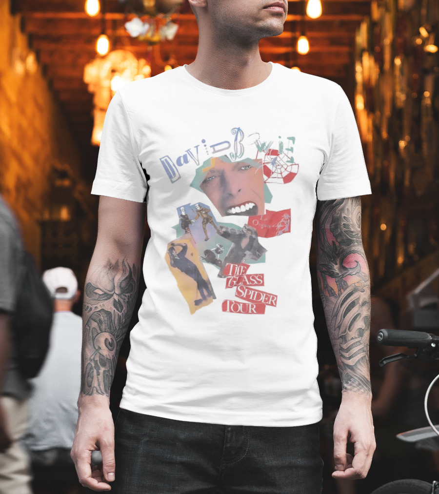 David Bowie The Glass Spider Tour Collage Face 80s Legends T-Shirt