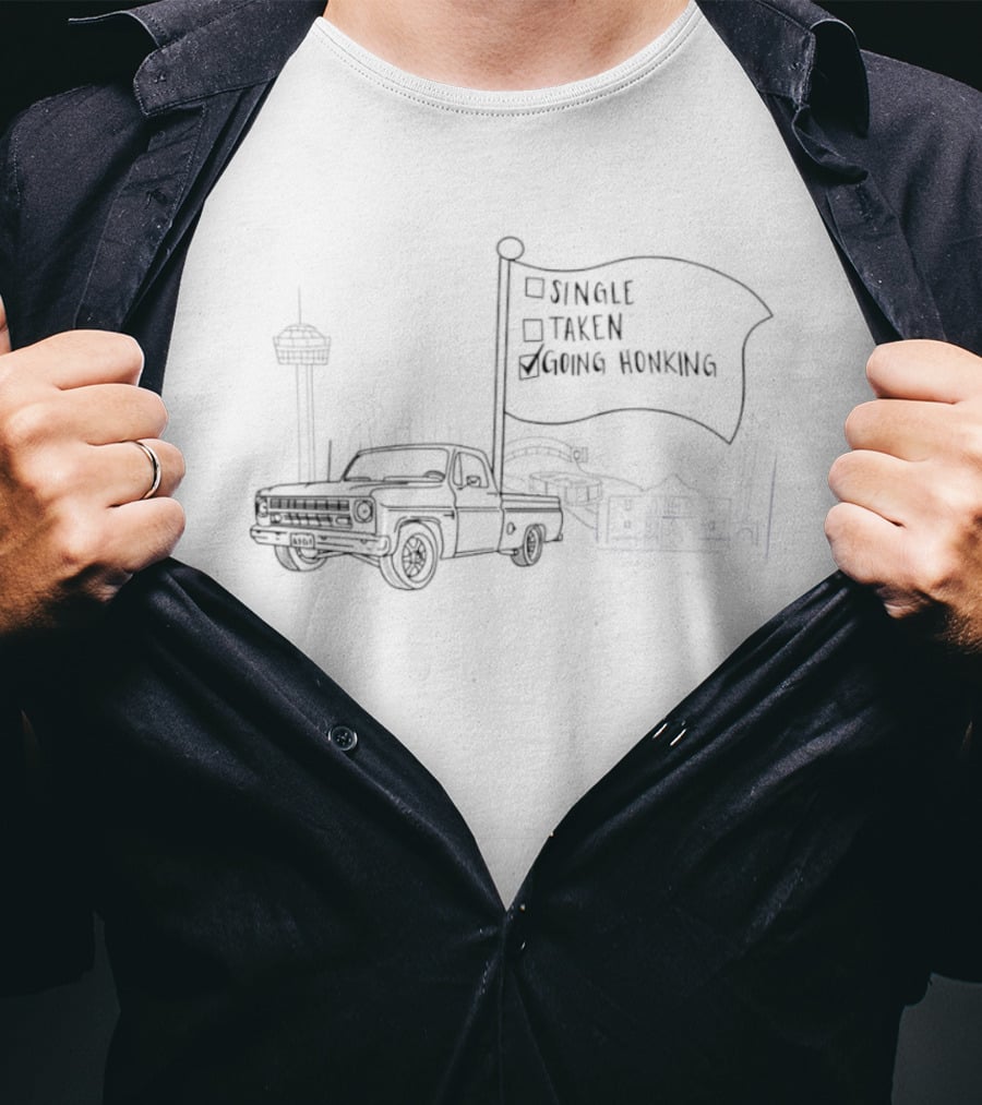 Spurs Truck San Antonio Tower Flag Granite Chicken Going Honking T-Shirt