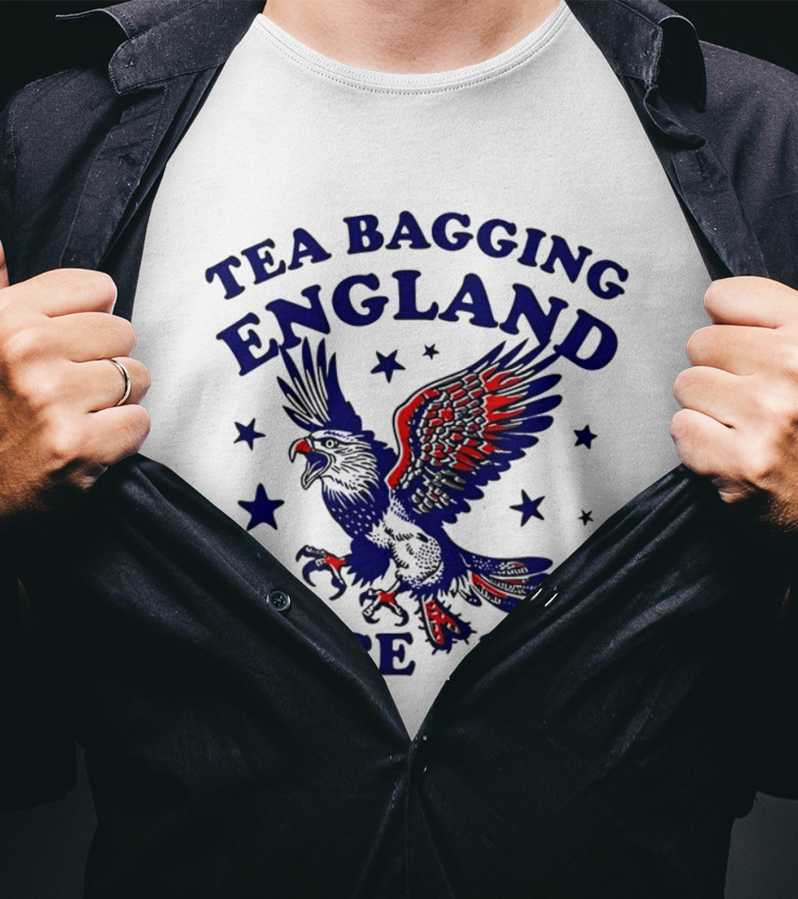 Tea Bagging England Since 1773 Patriotic Eagle Stars T-Shirt