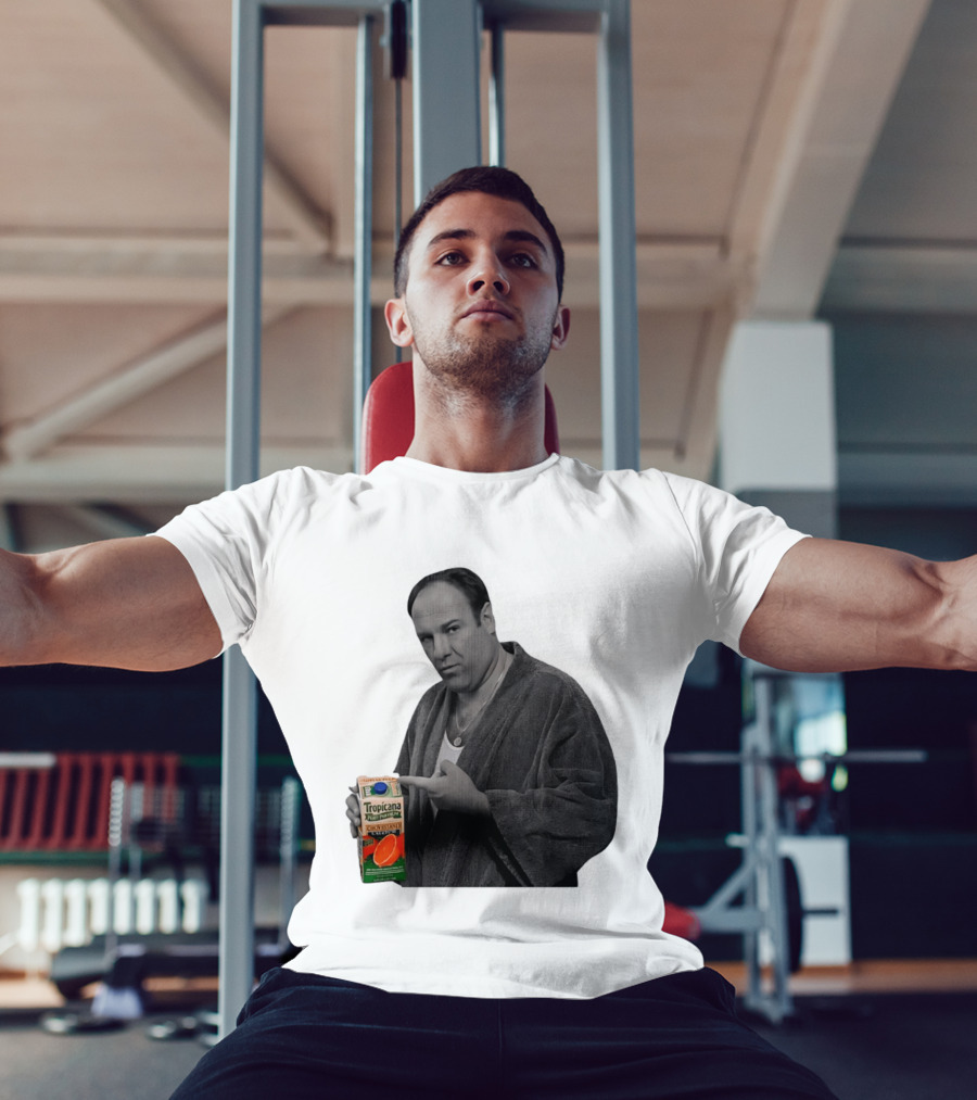 The Sopranos Tony Soprano Holding Tropicana Pure Premium Orange Juice T-Shirt