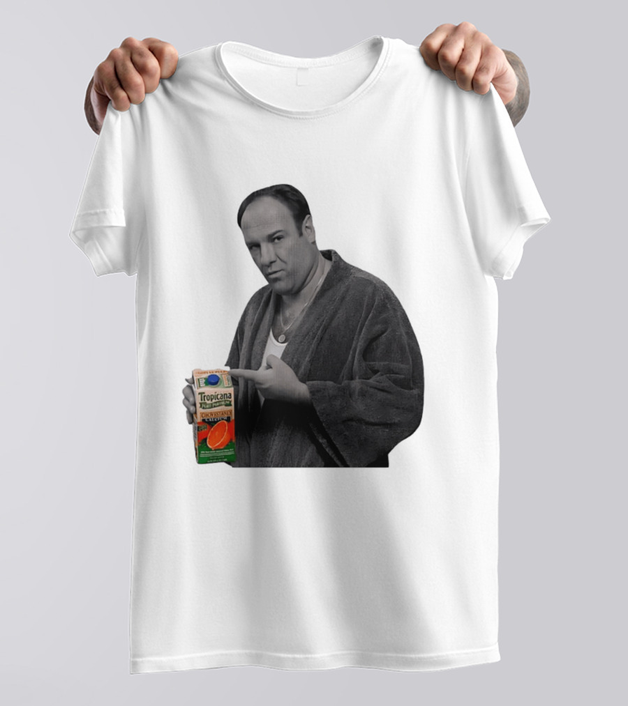 The Sopranos Tony Soprano Holding Tropicana Pure Premium Orange Juice T-Shirt