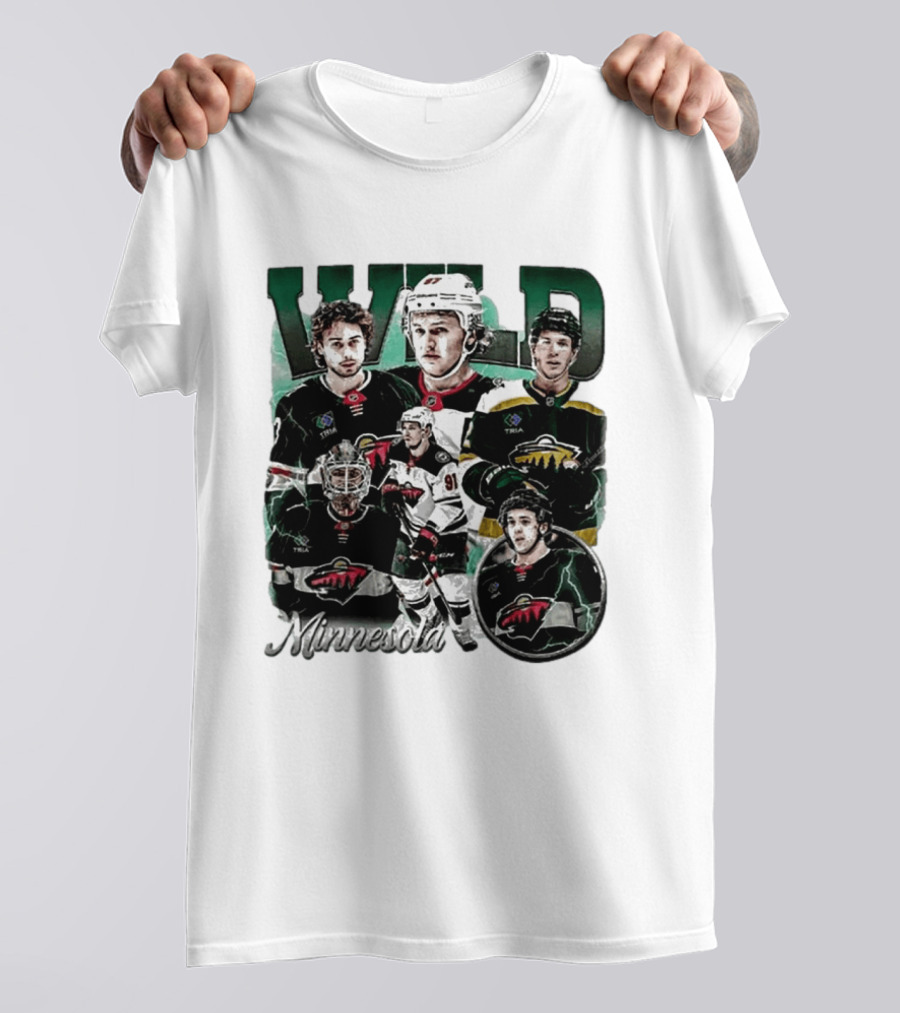 Minnesota Wild Ice Hockey Players Bootleg Comfort T-Shirt
