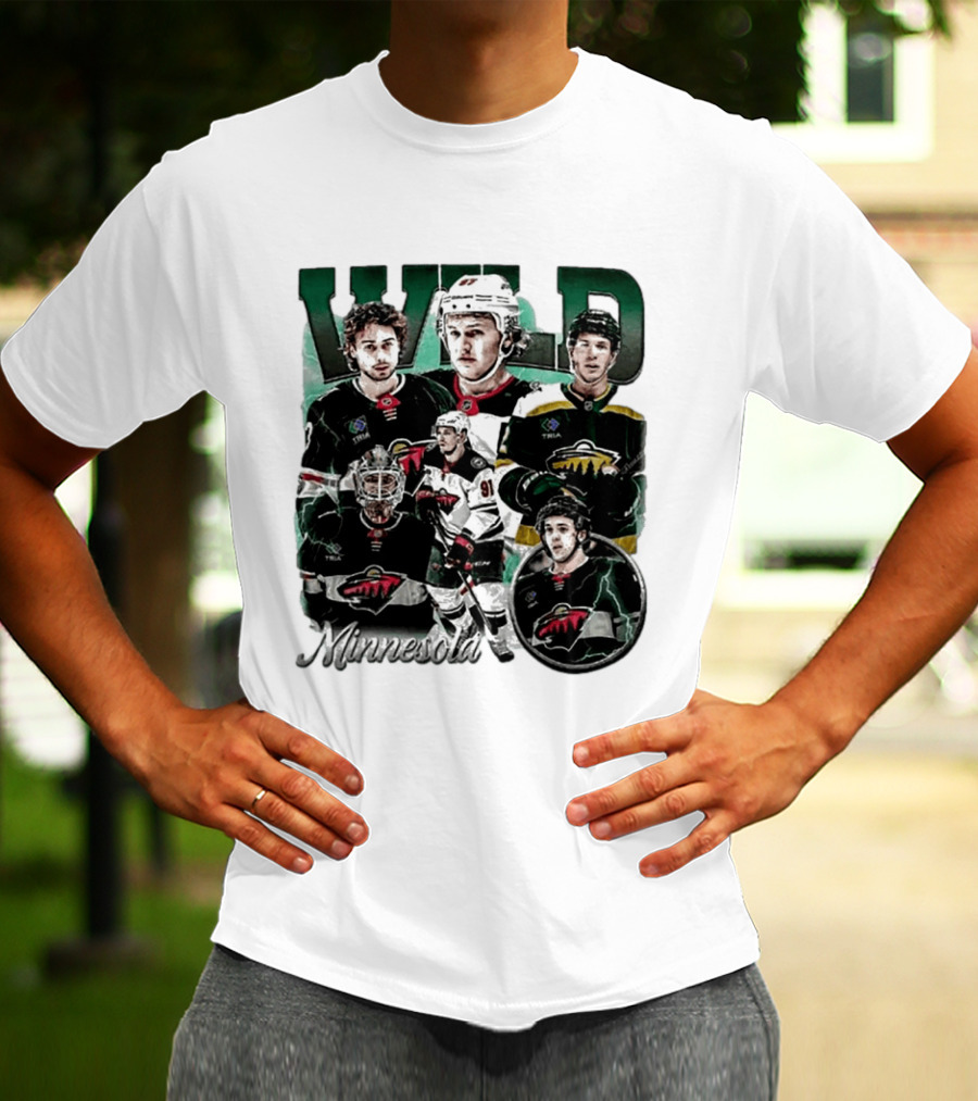 Minnesota Wild Ice Hockey Players Bootleg Comfort T-Shirt