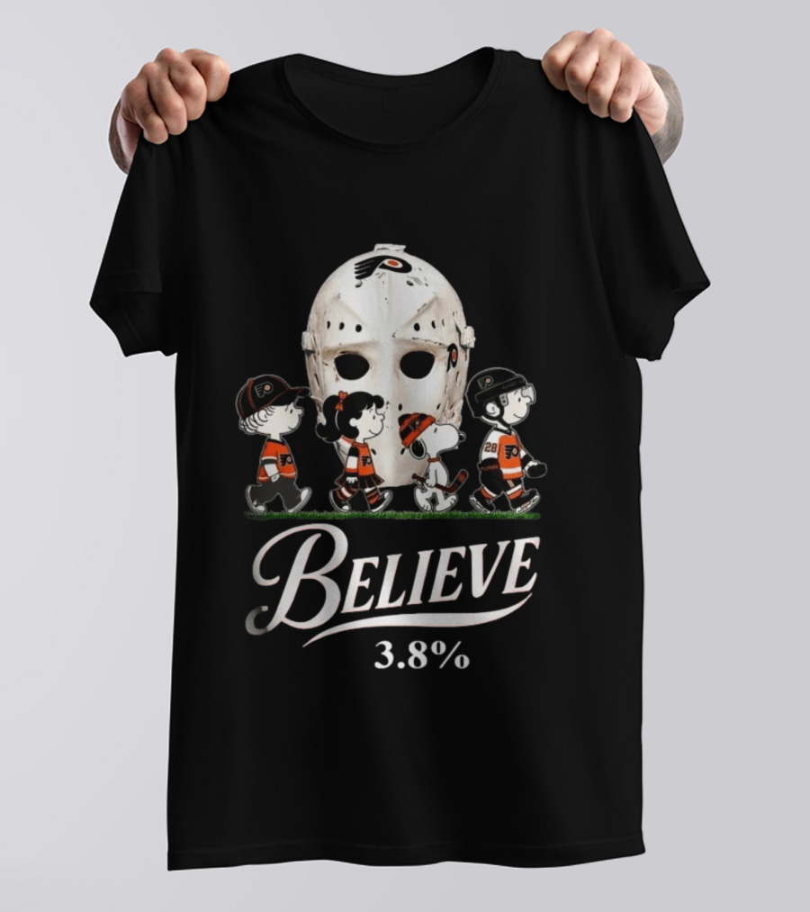 Peanuts Philadelphia Flyers Snoopy Hockey Mask Believe 3.8% T-Shirt
