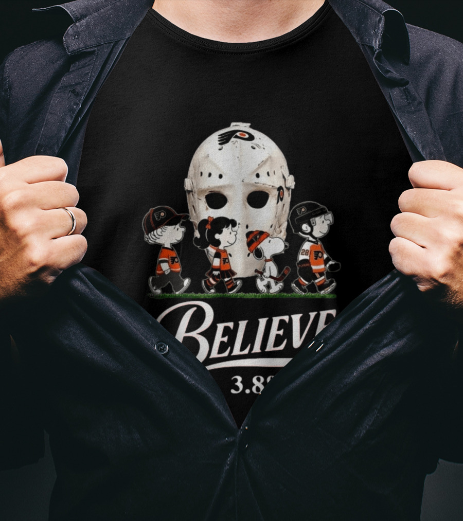 Peanuts Philadelphia Flyers Snoopy Hockey Mask Believe 3.8% T-Shirt