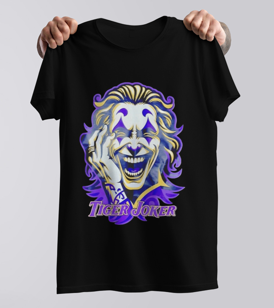 Tiger Joker Mischievous Grin Purple Aura T-Shirt