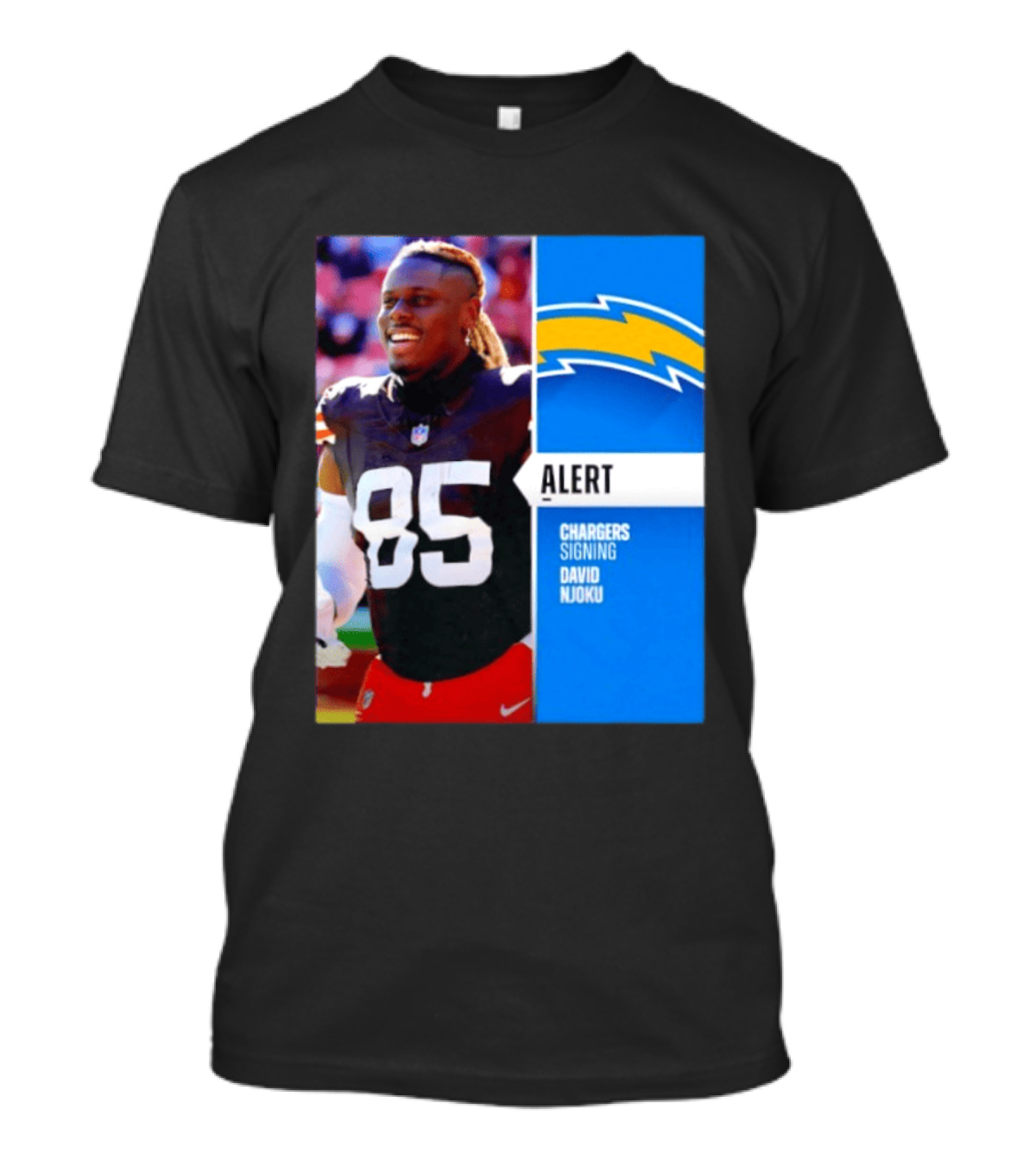 Alert Chargers Signing David Njoku Player 85 T-Shirt