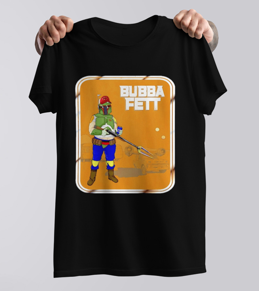 Bubba Fett Cartoon Camper And Spaceship T-Shirt