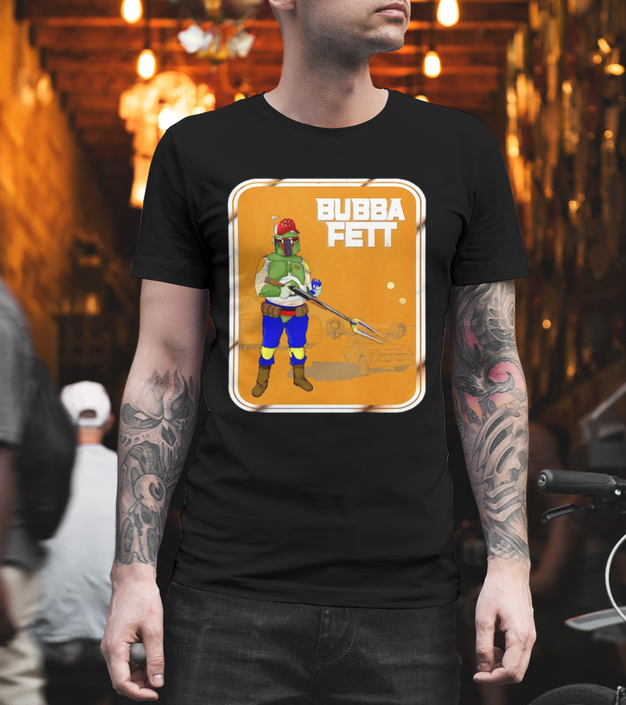 Bubba Fett Cartoon Camper And Spaceship T-Shirt