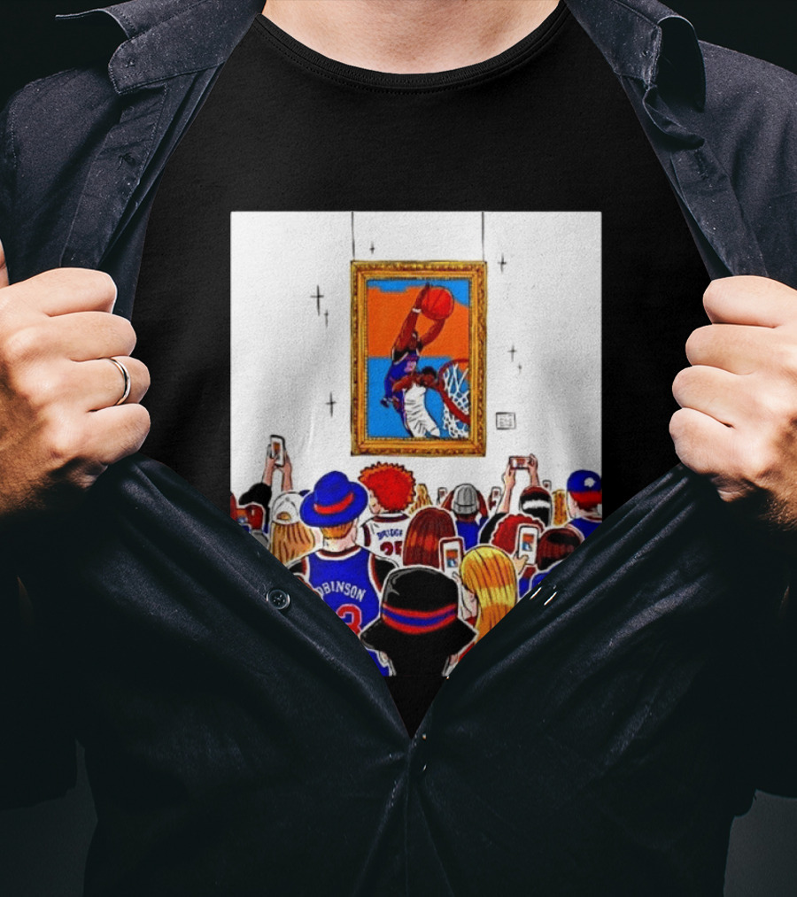 Mitchell Robinson New York Knicks Dunk Over Joel Embiid Crowd T-Shirt