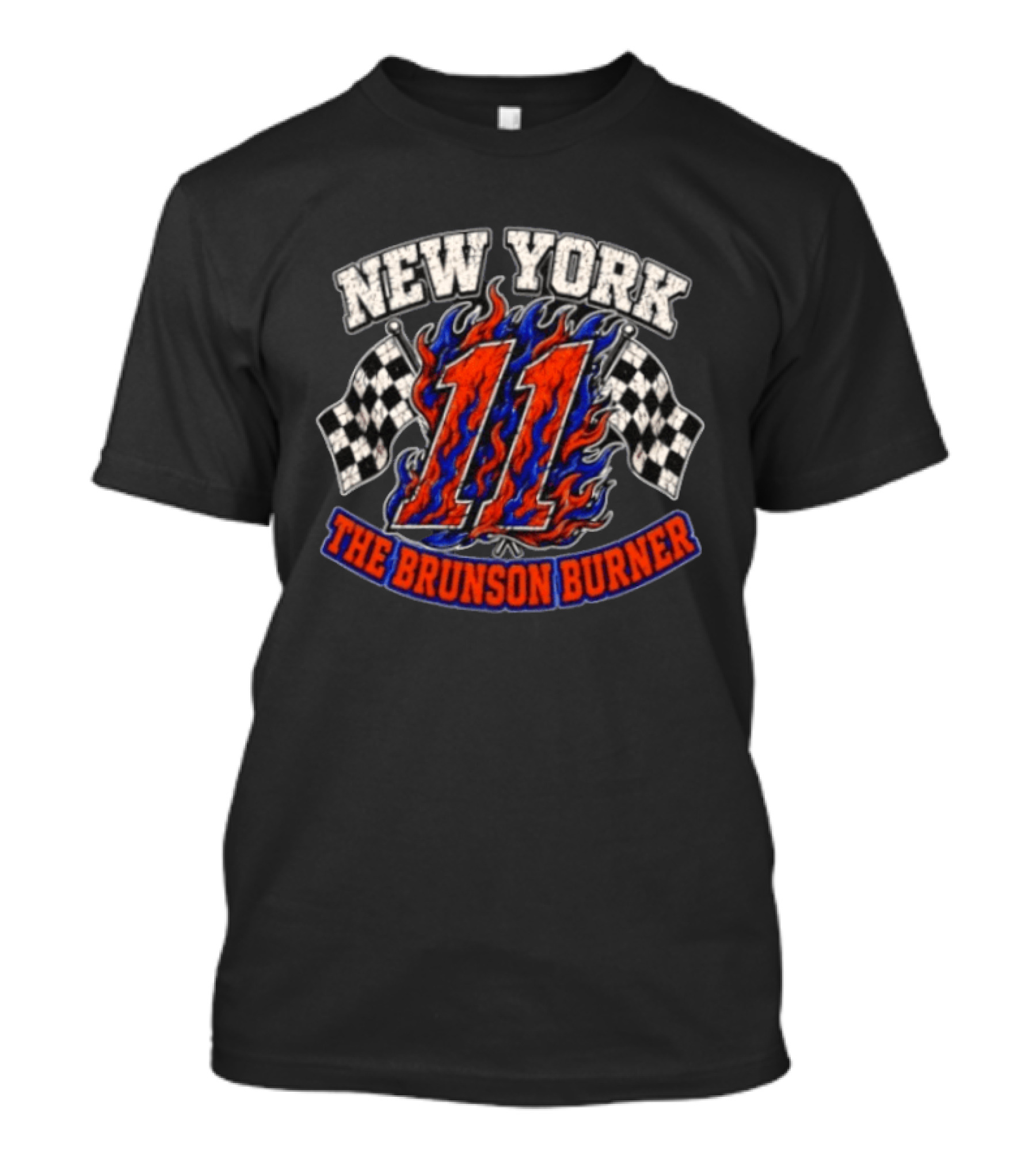 New York Knicks 11 The Brunson Burner Racing Flames T-Shirt