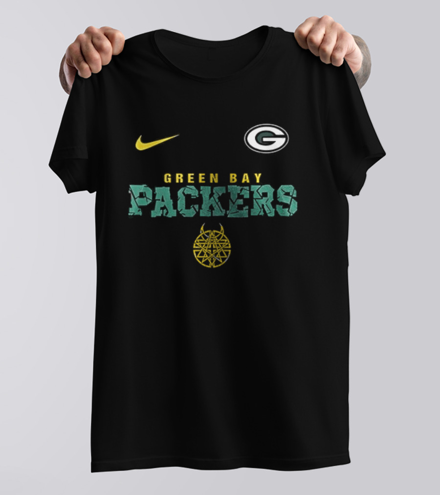 Nike Green Bay Packers Disturbed Down With The Sickness Collaboration T-Shirt