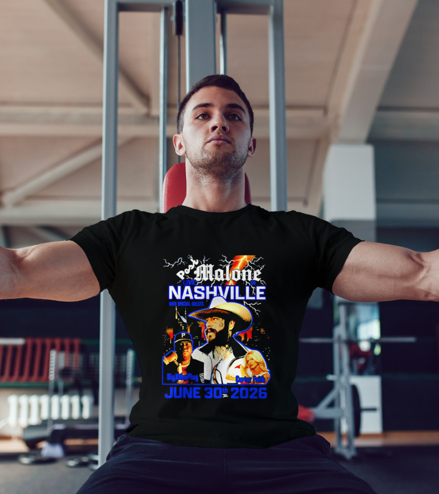 Post Malone Live In Nashville With BigXthaPlug And Carter Faith June 30th 2026 T-Shirt