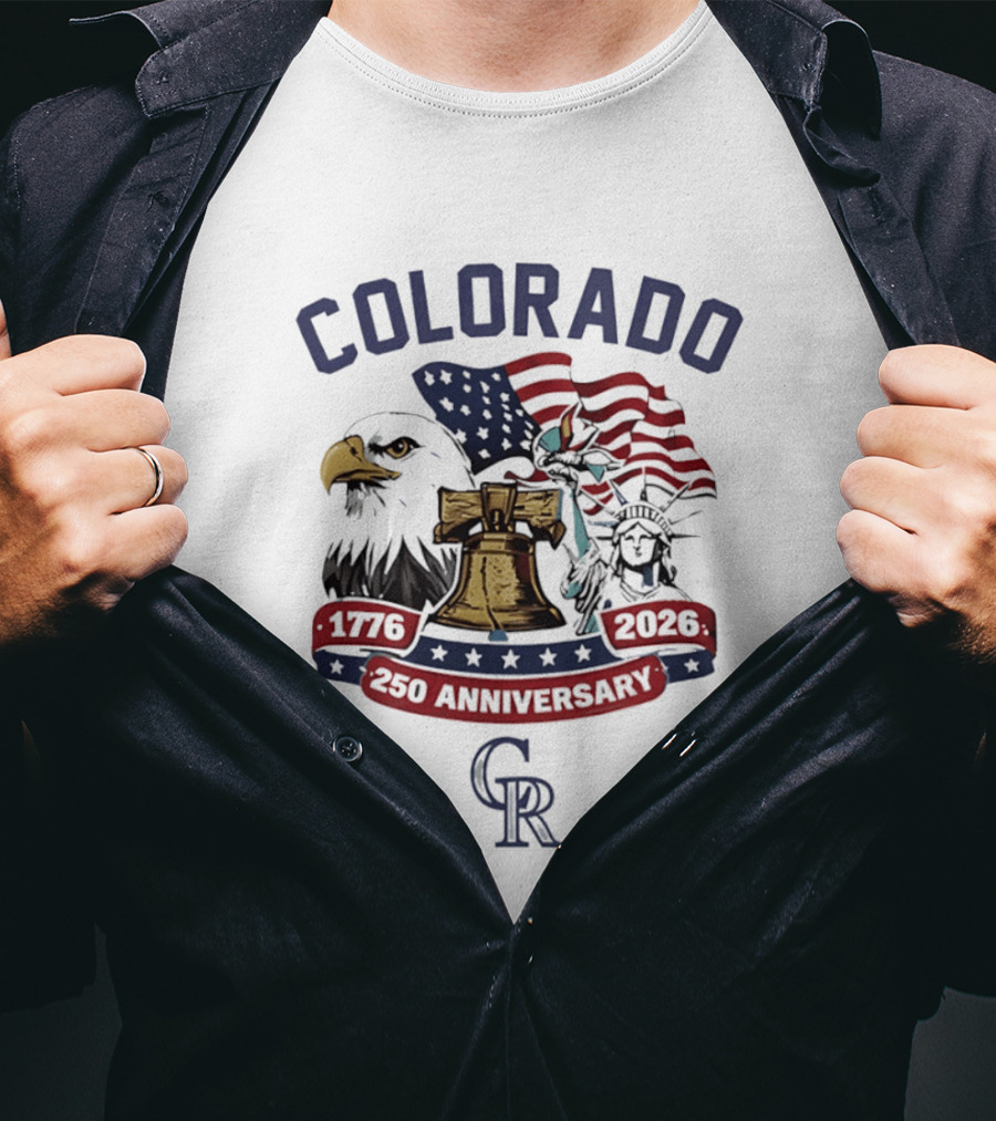 Colorado Rockies 250th Anniversary Eagle Liberty Bell Statue Of Liberty 1776 2026 T-Shirt