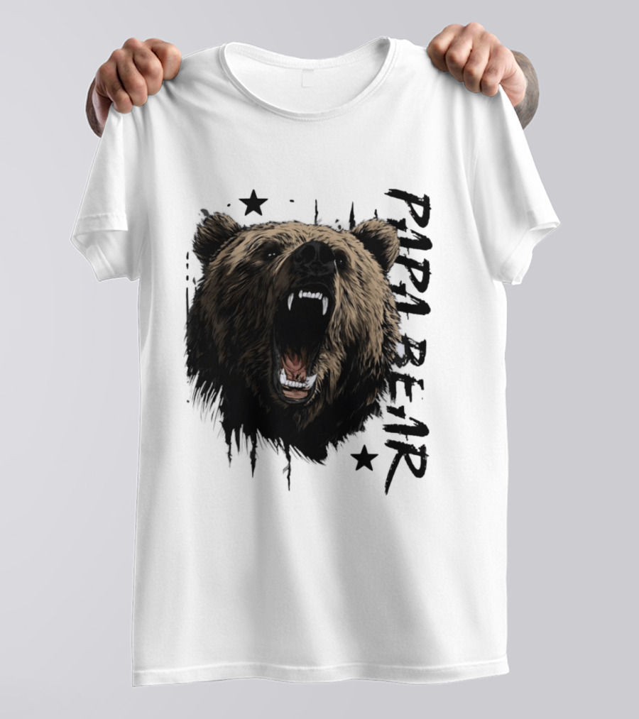 Roaring Grizzly Bear Papa Bear Fierce Wildlife Expression T-Shirt