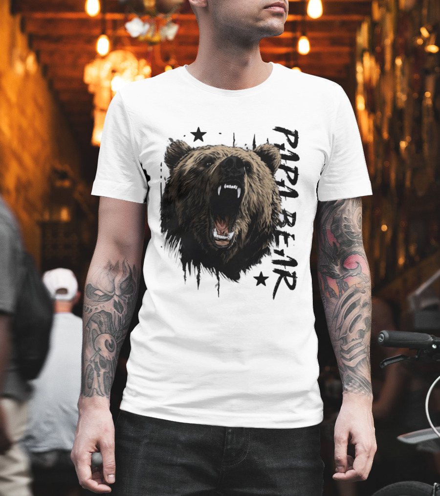 Roaring Grizzly Bear Papa Bear Fierce Wildlife Expression T-Shirt