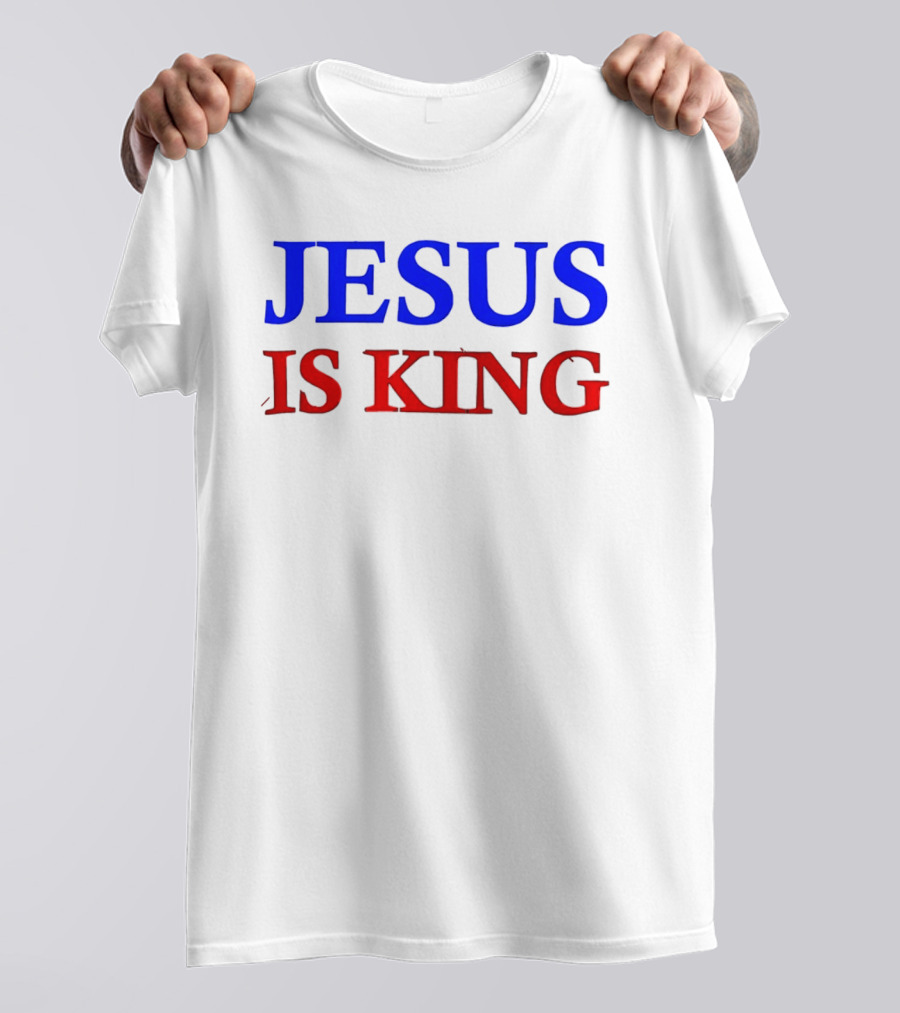 Russell Wilson Jesus Is King Bold Text Blue Red Christian T-Shirt