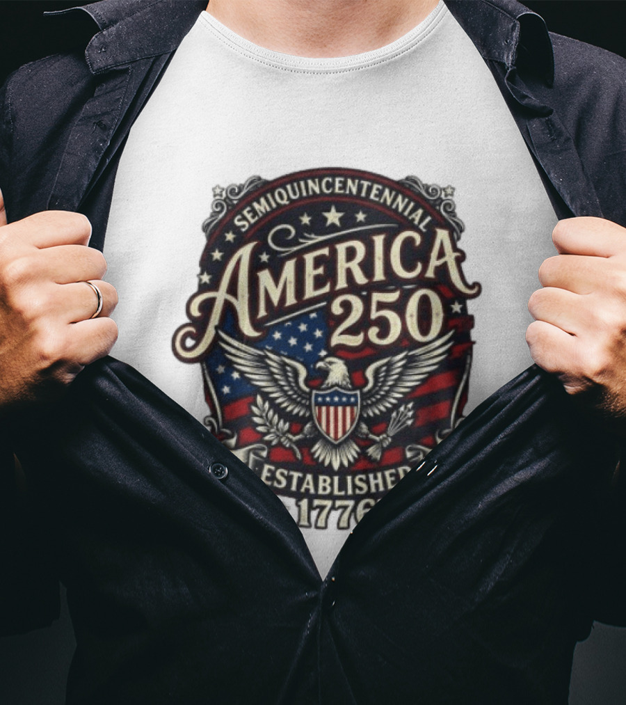 Semiquincentennial America 250 Eagle Crest Established 1776 Stars And Stripes T-Shirt