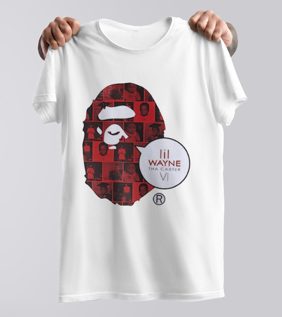 Lil Wayne Tha Carter VI BAPE Collaboration Red Photo Collage T-Shirt