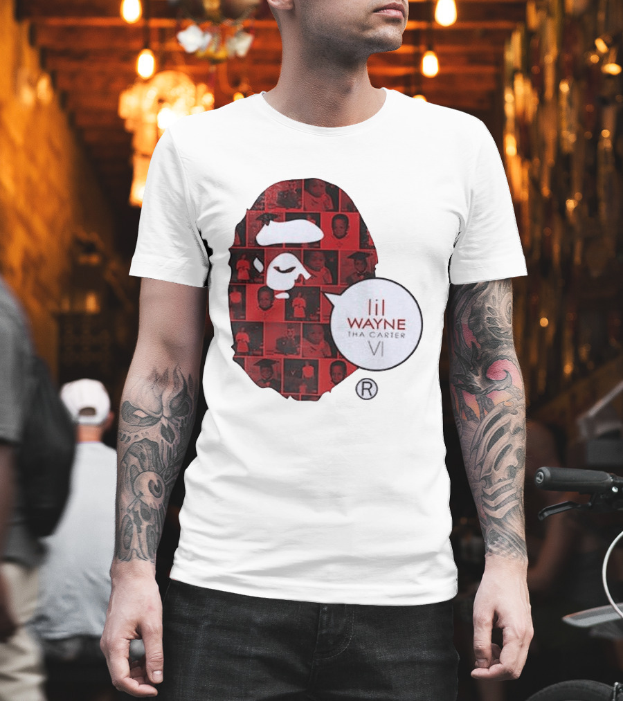 Lil Wayne Tha Carter VI BAPE Collaboration Red Photo Collage T-Shirt