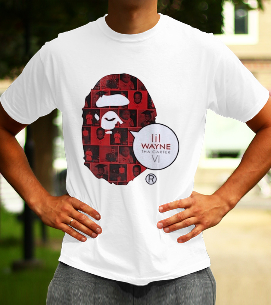 Lil Wayne Tha Carter VI BAPE Collaboration Red Photo Collage T-Shirt