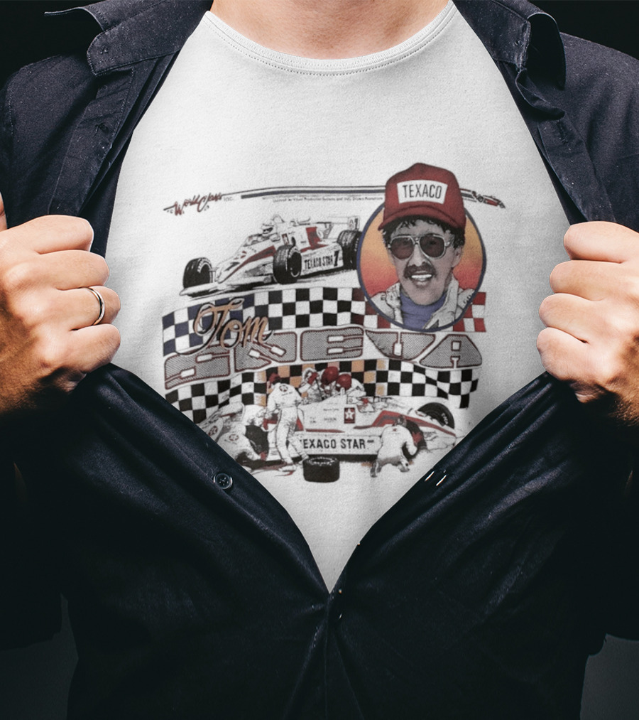 Tom Sneva Texaco Racing Checkered Flags And Car T-Shirt
