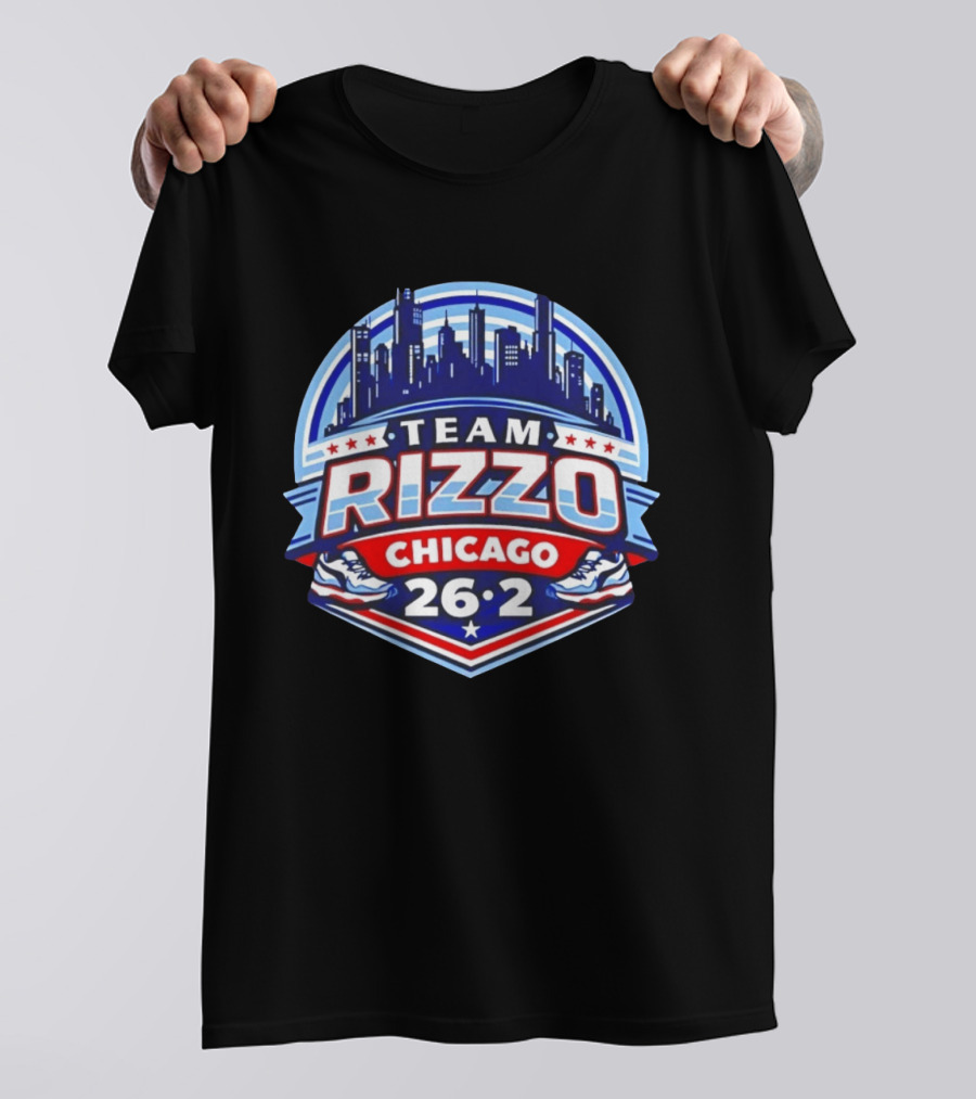 Team Rizzo Chicago Marathon 26.2 Skyline Sneakers Stars T-Shirt